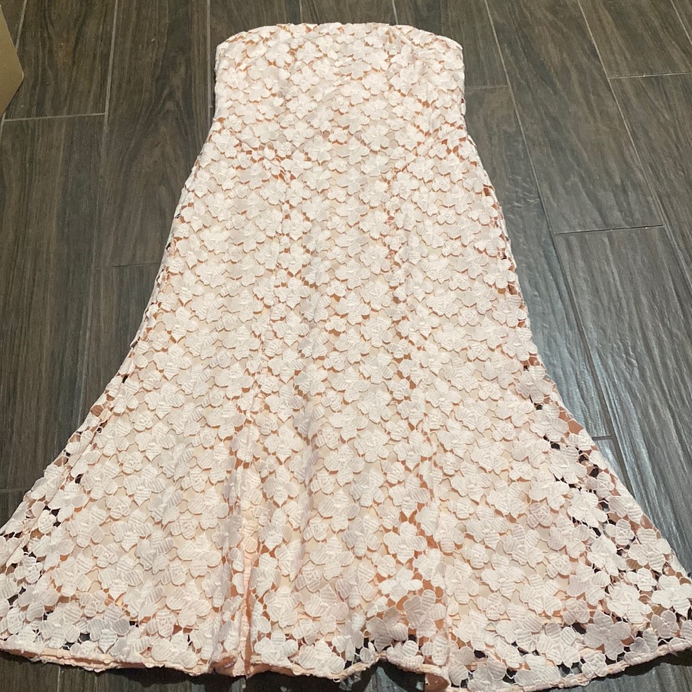 COPY - Shoshanna Franklin blush midi lace dress